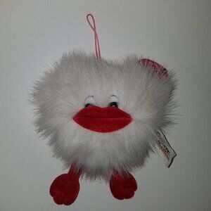 VTG Toy-O-Rama Valentine Plush White Fuzzy Red Lips Duck? Stuffed Animal Gift